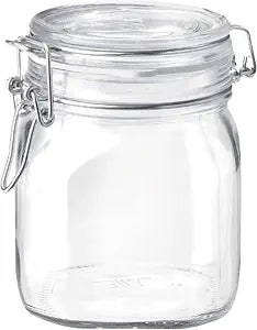 Bormioli Rocco Fido Glass Jar - 25.25 oz Airtight Storage Container with Clamp Lid & Rubber Seal, BPA-Free Dishwasher Safe - Italian Jar for Gifting Homemade Preserves, Cookies, Candy & Pantry Storage