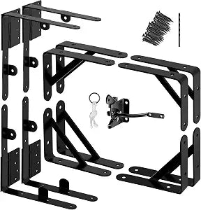 Gate Corner Brace Kit, Adjustable Anti-Sag Hardware for Wooden Gates
