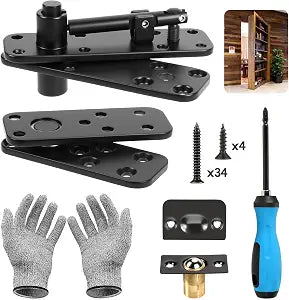 Pivot Hinge Kit for Murphy Door, Hidden Door Hinge Hardware Kit, 570 Lbs Load-Bearing Heavy Duty 360 Rotation Invisible Hinges for Secret Door or Hidden Door Bookcase, Easy DIY Hidden Door System