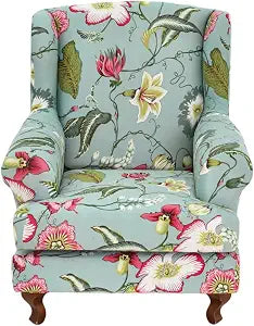 HAOYONG Wing Chair Slipcovers Stretch Wingback Chair Covers Printed 2 Pieces Wingback Armchair Slipcover Elastic Chair Slip Covers Washable Armchair Protector Cover for Living Room and Bedroom