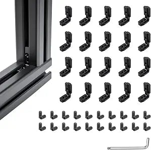 4040 Series Aluminum Extrusion Inside Corner Brackets - 20 Sets Black Brackets for 8mm T-Slot, CNC/Robotics Frame Accessories