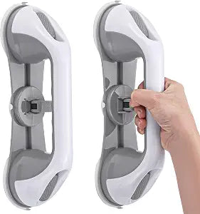 Strong Suction Grab Bars for Shower and Bathroom with 3 Suction Cups, Heavy Duty Safety Handles for Elderly and Seniors No Drill Removable 2 Pack, Waterproof Non-Slip Bath Handr