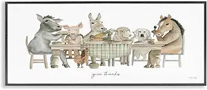 Farmhouse Kitchen Gratitude with Animals, 10 x 24 Inch Framed Gicle Print