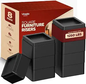 Utopia Bedding Adjustable Bed Risers 2 Inch, Black, 8-Pack