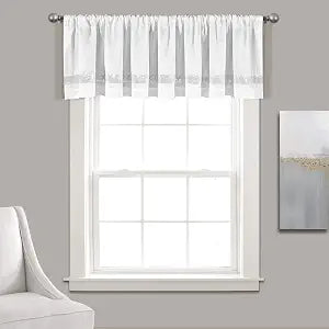 Lush Decor Night Sky Valance Curtain Single, 84"W x 18"L White & Silver - Extra Wide Curtains - Kitchen Curtains Valances For Windows - Bathroom Curtain