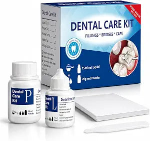 Tooth Repair Kit Zinc Oxide Eugenol Cement Dental Care Kit, Temporary Teeth Replacement, Dental Care Repair for Broken Chipped Teeth, Crown Fillings & Bridges 2PCS