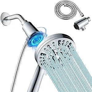 High Pressure Shower Head with Magnetic Back Fixed Base Design,Handheld Showerhead with Hose Set Stainless Steel 59 inches/5 ft 10-Setting 5 inches Large Face,Chrome Finish (Silver)