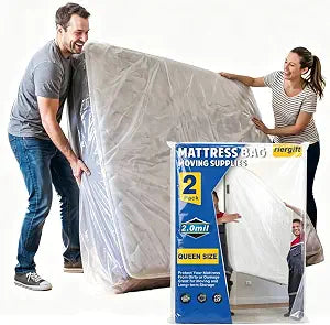 2 Pack Queen Mattress Bags for Moving Storage, 2 MIL Plastic Mattress Cover