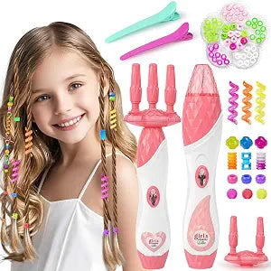 kidzkube Hair Braiding Machine – DIY Hair Salon Toys for Girls with Braider, Beads & Accessories, Kids Hair Styling Tool Toy Set for Girls 3 4 5-12 Years Old