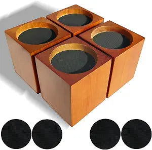 Wood Bed Furniture Risers 4 Inch Heavy Duty Risers Pack of 4 Brown