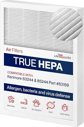 True HEPA Filter Replacement Compatible with Sears Kenmore 83244 & 85244 Part # 83159 Air Purifiers by LifeSupplyUSA