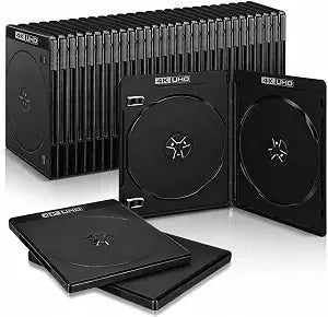Novabright 30 Pack 12.5mm (4K UHD) Double Disc Blu-ray Cases, Black 2-disc Storage Cases for Cd & DVD, Standard Ultra-Slim Replacement Cd and DVD Case