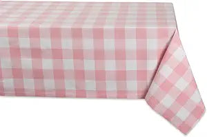 DII Buffalo Check Collection, Classic Farmhouse Tablecloth, 60 x 120, Pink & White