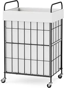 90L Laundry Hamper with Wheels, Laundry Basket with Handle and Liner Bag