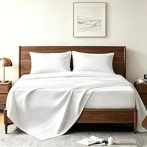 King Size 4 Piece Sheet Set - Breathable & Cooling Sheets-White