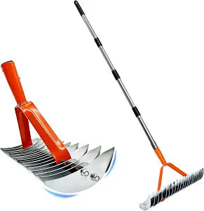 Thatch Rake for Lawn,15" Dethatcher Rake,Heavy-Duty Metal Thatching Rake,68" Adjustable Manual Dethatcher with 19 Tines,Dead Grass Remover Tool for Yards and Gardens