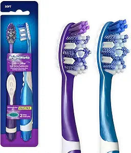 BrightWorks Sonic Battery Powered Toothbrush (2-Pack) (Blue/Purple)