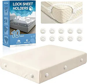 Bed Sheet Holders, Fitted Sheet Holder, 10 Twist-Locks, 360�� Secure Fit