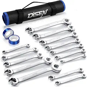 DISEN 16-Piece Flare Nut Wrench Set with PTFE Tape