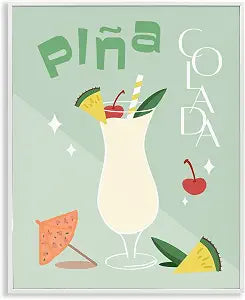 Pina Colada Typography Kitchen, 11 x 14 Inch Framed Gicle Print