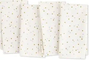 kate spade new york Celebration Confetti Dot Holiday Cloth Napkins 4-Pack Set, 100% Cotton with Metallic Print, Machine Washable, Ivory/Gold/Silver, 20"x20"