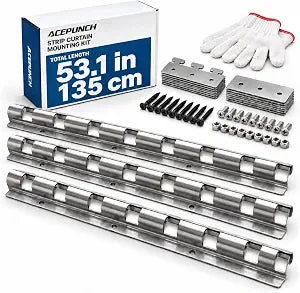 Strip Curtain Hardware PVC Universal Mount Hanger Easy to Install Precision Mounting Brackets for Plastic Vinyl Strips - 4.4' / 135cm AP1450
