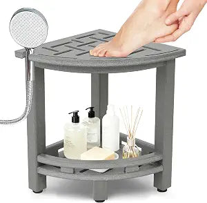 Corner Shower Stool, HDPE Waterproof Shower Bench Seat