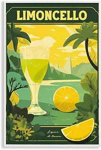 Lemon Cocktail Tropical Scene, 12 x 18 Inch Framed Gicle Print