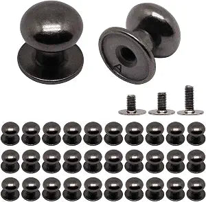 32pcs Mini Drawer Pulls, 0.37inch Small Knobs for Jewelry Box, Metal Round Mini Knobs Handles for Wood Case Drawer Cabinets Closet Cupboard (Black)