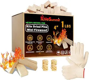 Mini Firewood 4 Inch Kiln Dried Pine Portable 1 lb Box