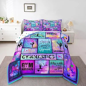Erosebridal Gymnastics Gifts Bedding Set, Gymnast Lovers Comforter Set Full