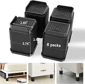 SANLIKE 8PCS Adjustable Furniture Bed Risers Multi Height Elevators