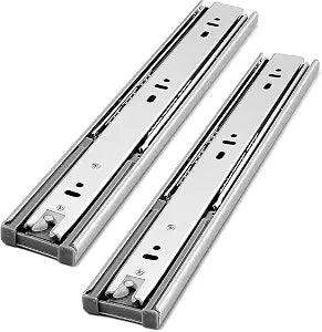 Gobrico 16 inch Drawer Slides 1 PairSoft Close Drawer Slides 3 Fold, Cabinet Drawer Slides Full Extension Drawer Hardware, Heavy Duty Hydraulic Self Close Rails, Side Mount Ball Bearing Tracks