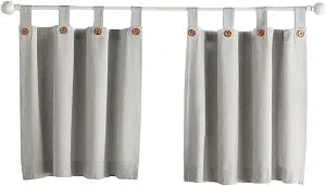 Tucker Solid Button Window Tier Set, Gray - 30" W x 24" L