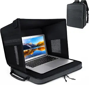 Laptop Sun Shade Backpack for Working Outside, 12-16" Outdoor Laptop Shade & Computer Tent, Anti-Glare Laptop Tent Sun Shade with Privacy Shield and Luggage Sleeve,Black