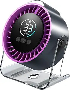 Portable Desk Fan - Rechargeable Small Fan with Night Light for Travel