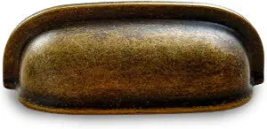 Antique Brass Cabinet Cup Pulls, 10 Pack 2.5 inch Drawer Pulls, Vintage Farmhouse Kitchen Cabinet Handles for Dresser, Cupboard & Bathroom Vanity