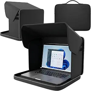 2-in-1 Laptop Bag, Laptop Sun Shade, Polyester Heat Insulated Waterproof Screen Hood, Portable Anti-Glare Laptop Protector for Outdoor Work, fits 13/14/15/16/17 inch notebooks