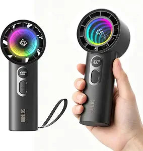 SOTHING Portable Handheld Fan with RGB Light, 1-100 Speeds, Digital Display