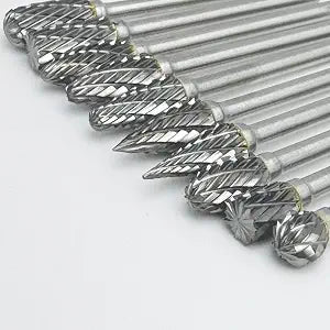 10Pcs Carbide Burr Bits Set Compatible with Dremel Milwaukee, Rotary Tools Attachment with 1/8" Shank for Metal Wood Stone Steel Grinding Carving Cutting Polishing