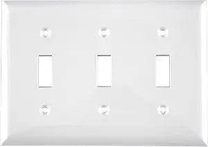 Power Gear Triple Wall Plate Cover, 3 Gang, Light switch cover, 6.5 x 4.5 , Outlet Covers, Screws Included, White, 50166