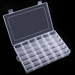 36 Grids Clear Plastic Organizer Box with Adjustable Dividers for Beads