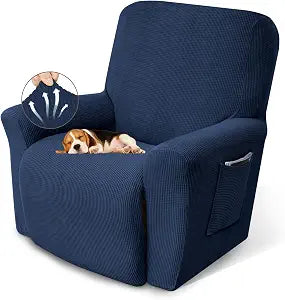 KEKUOU Recliner Chair Covers, 1-Piece Lazy Boy Recliner Covers, Navy Blue