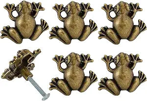 6 Pcs Cabinet Handles, Frog Shaped Drawer Pulls, Unique Animal Knobs, Single Hole Pull with Screws for Home Drawer Dresser Closet Kitchen Cupboard Wardrobes, Furniture Hardware Decoration
