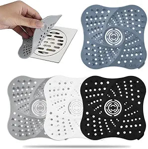 4 Pack Shower Drain Hair Catcher (Black & White & Gray & Blue)