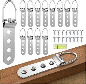 12pcs Heavy Duty Picture Hanging Hooks,D Ring Picture Hangers for Frames,Stainless Steel Picture Hanging Hardware for Heavy Frames, Mirrors, Canvas Art, Wall Mount