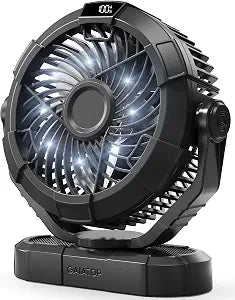 Gaiatop Portable Camping Fan with LED Lantern, 360 Head Rotation for Tent