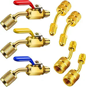 Mudder 7 HVAC Refrigerant Ball Valve, 3 Angle Ball Valve, 4 Angle Adapter