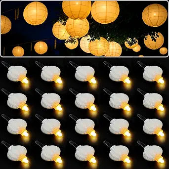 ZGWJ Paper Lantern Lights Battery Operated, 20pcs Hanging Lights Warm White