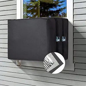 Window Air Conditioner Insulation Cover, Outdoor Dust-Proof and Waterproof, 3 Layers, 21.1"L 15"H 16"D for Outside Unit - Black